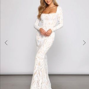 White and Nude Sequin dress